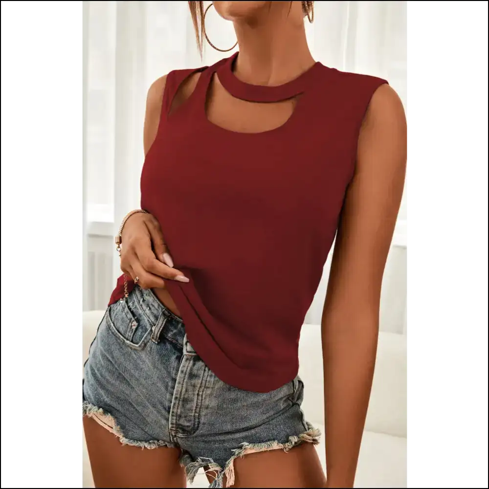Flaunt your Flaws: Needful Things Chic Cutout Sleeveless for Awkward Bodies! π₯ - Red / m - Tank Tops on Sale Worldwide Shipping