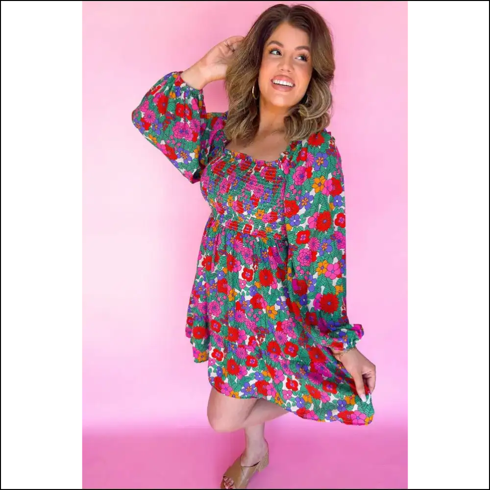 Flirty Floral Mini Dress: Curves! 🌼 Needful Things - Plus Size Dresses on Sale Worldwide Shipping