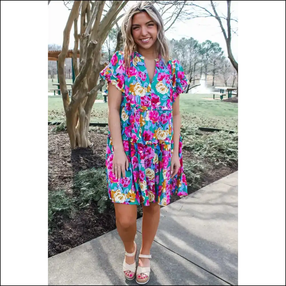 Flirty Green Floral Dress: I’m a Plant! 🪴 Needful Things - Short Dresses on Sale Worldwide Shipping