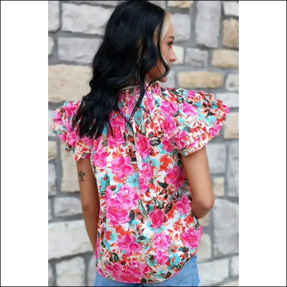Flirty Rose Ruffle: Petal to the Metal 🌹 Needful Things - Blouses on Sale Worldwide Shipping
