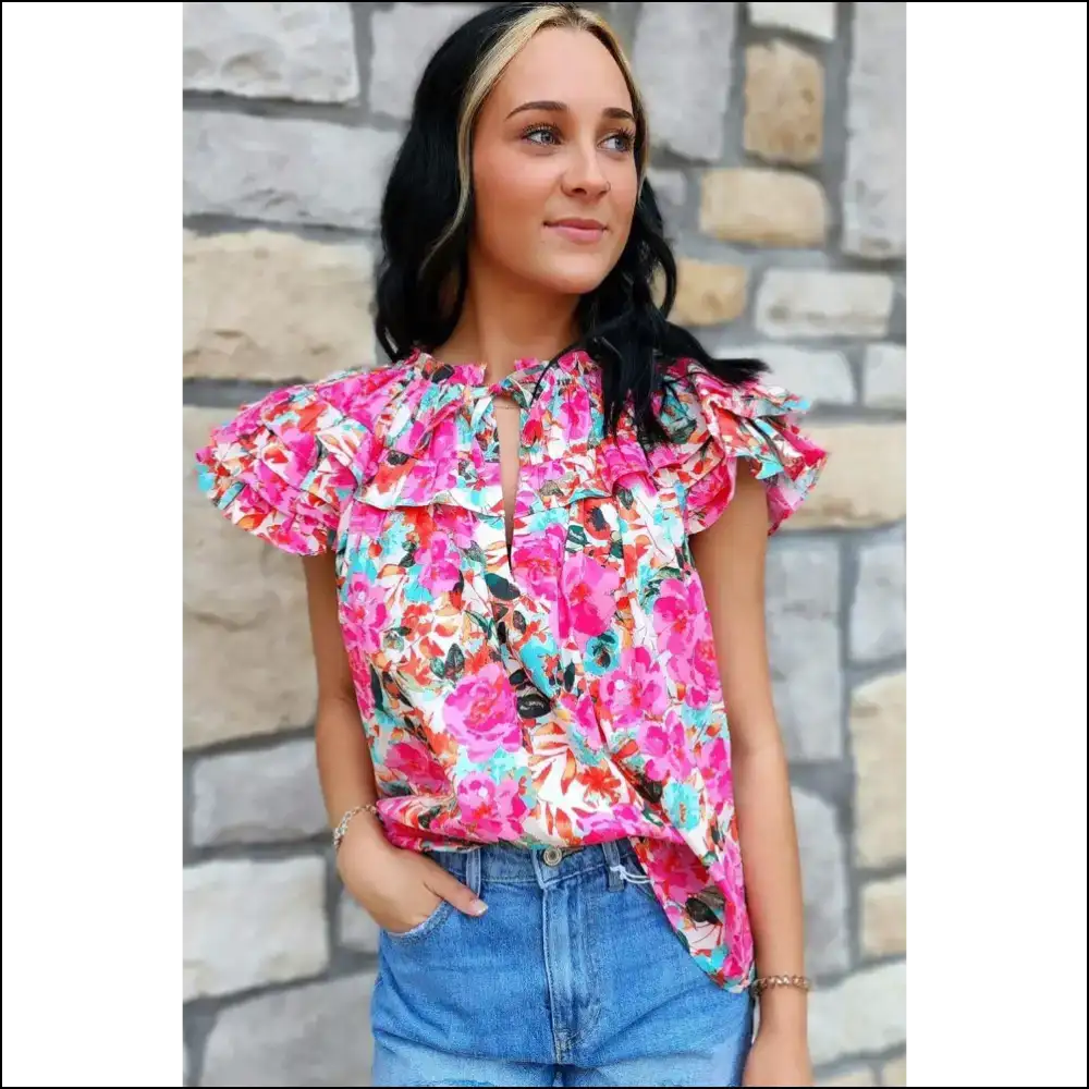 Flirty Rose Ruffle: Petal to the Metal 🌹 Needful Things - Blouses on Sale Worldwide Shipping