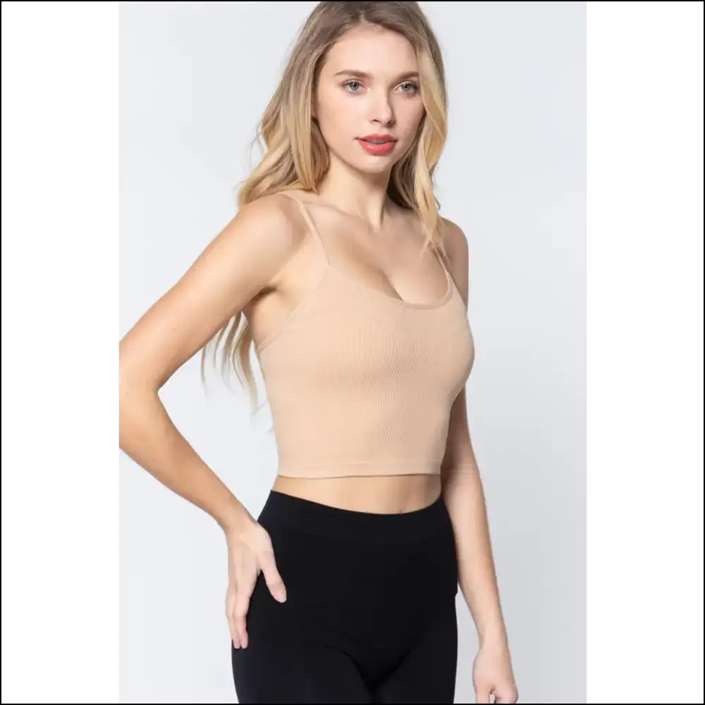 Flirty Round Neck Crop Rib Cami - Tank Tops on Sale Worldwide Shipping