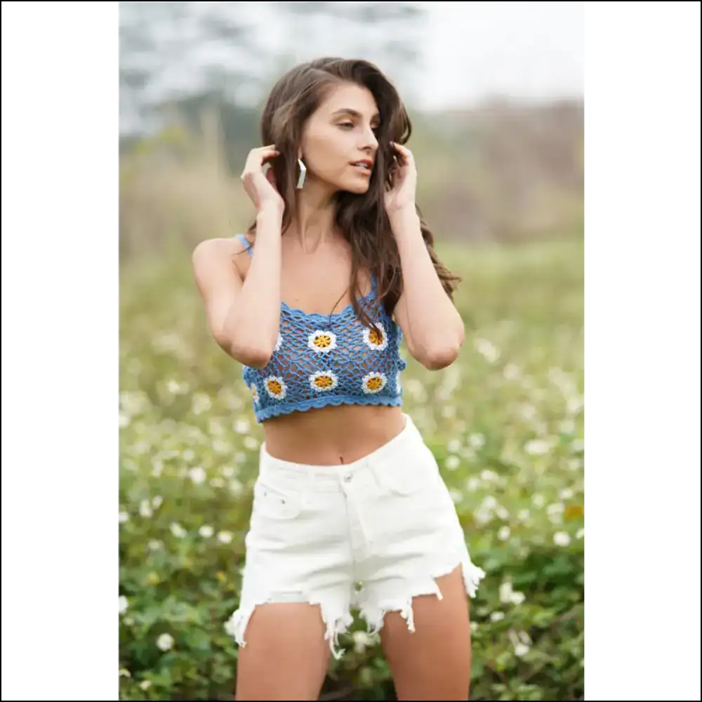 Floral Crochet Cropped Cami - Embrace your Inner Goddess - Light / s - Tank Tops on Sale Worldwide Shipping