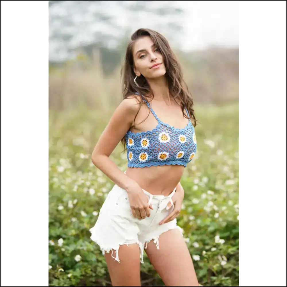 Floral Crochet Cropped Cami - Embrace your Inner Goddess - Tank Tops on Sale Worldwide Shipping