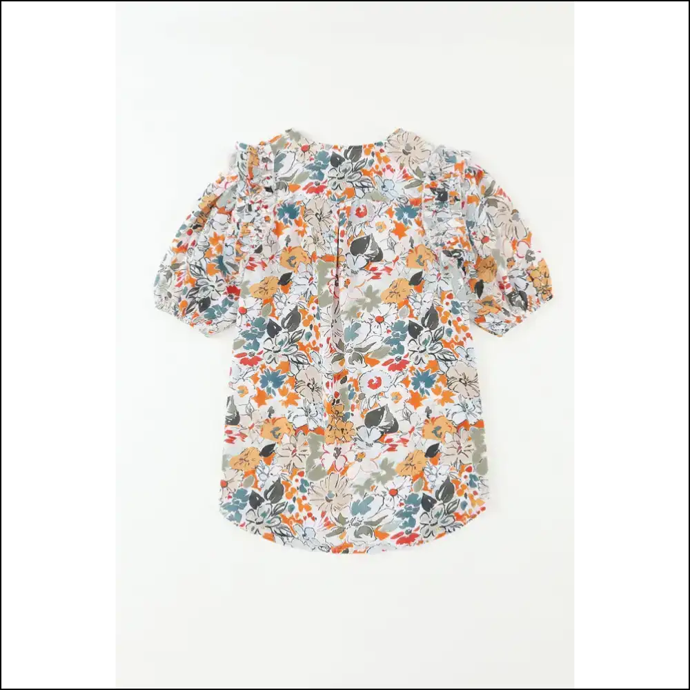 Floral Print Puff Sleeve: Instant Fab just Add you (and Maybe Wine) 🍷 - Blouses on Sale Worldwide Shipping