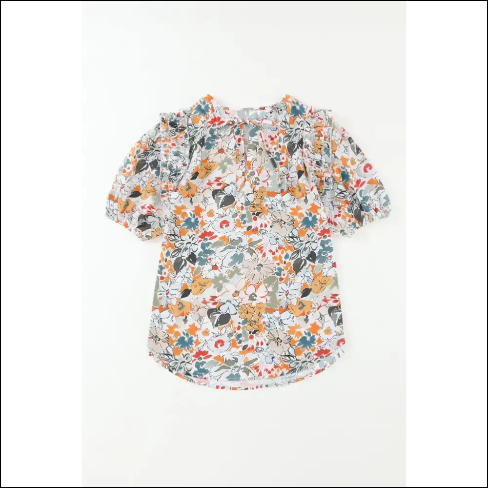 Floral Print Puff Sleeve: Instant Fab just Add you (and Maybe Wine) 🍷 - Blouses on Sale Worldwide Shipping
