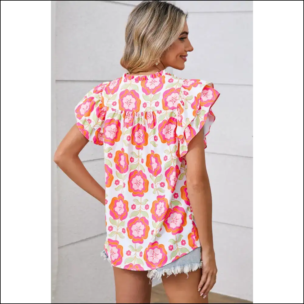 Floral Print Ruffle: Slay Queen! (needful Things) 👑 - Blouses on Sale Worldwide Shipping