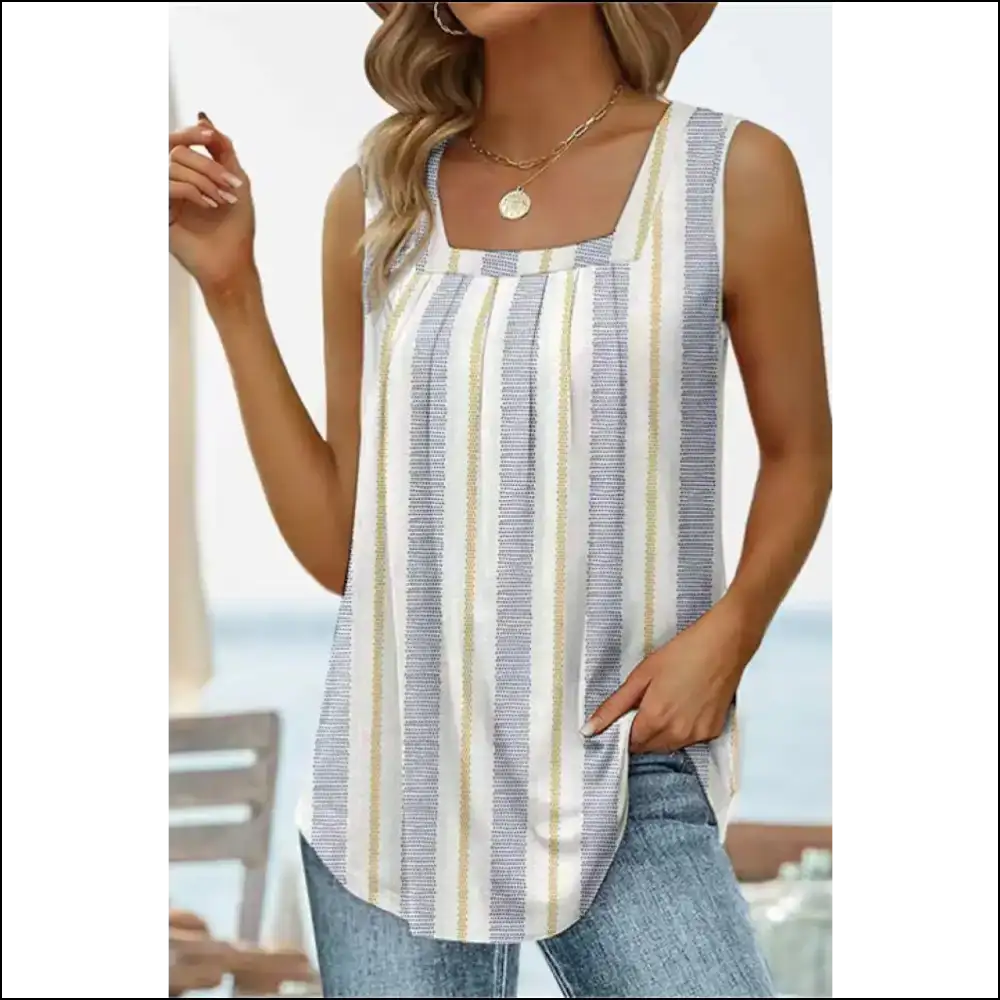 Floral Printed Square Neck Curved Hem Tank - White / Xl - Tops on Sale Worldwide Shipping