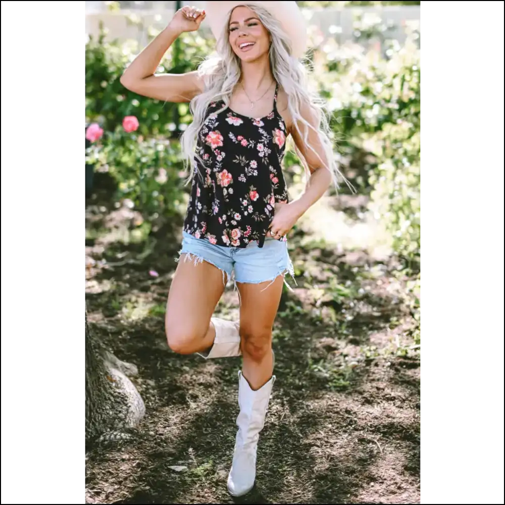 Floral Spaghetti Strap Cami Dress - Tank Tops on Sale Worldwide Shipping