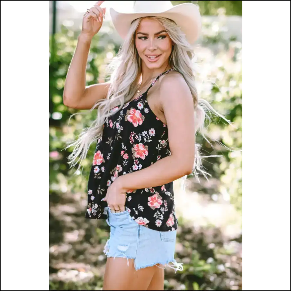 Floral Spaghetti Strap Cami Dress - Tank Tops on Sale Worldwide Shipping