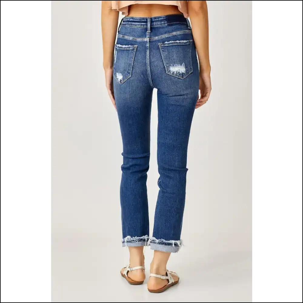 Frayed Cuffed Straight Jeans: Fashion Statements that Wonโt Quit! ๐๐ - Jeans on Sale Worldwide Shipping
