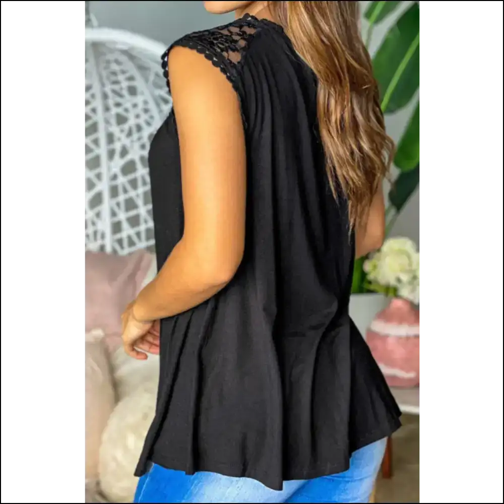 Full Size Lace Round Neck Tank Top - Tops on Sale Worldwide Shipping