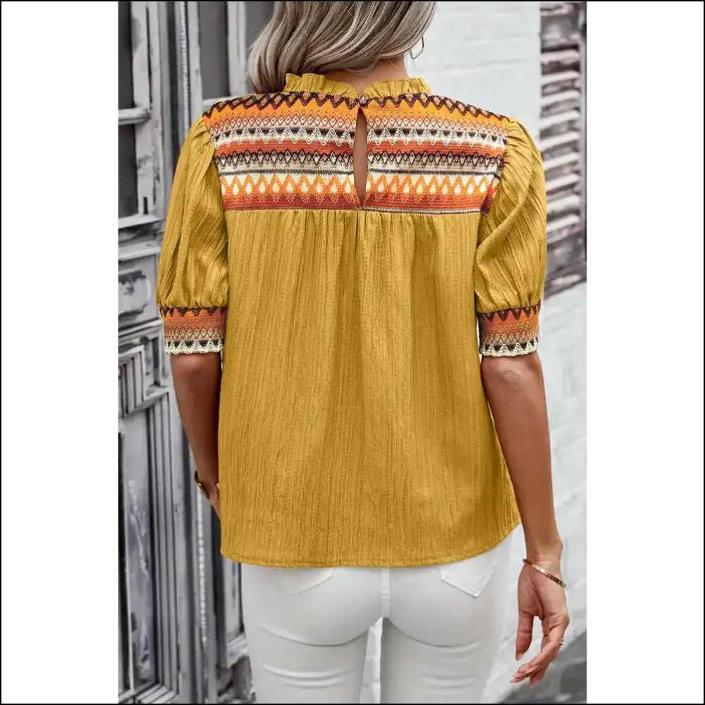 Geometric Puff Sleeve Blouse: so Chic It’s! 🤣 Needful Things - Blouses on Sale Worldwide Shipping