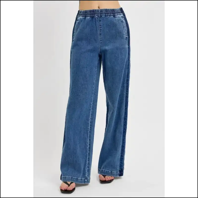 Get Ready to Live in Style: Elastic Waist Wide Leg Jeans at Needful Things! - Medium / m - on Sale Worldwide Shipping