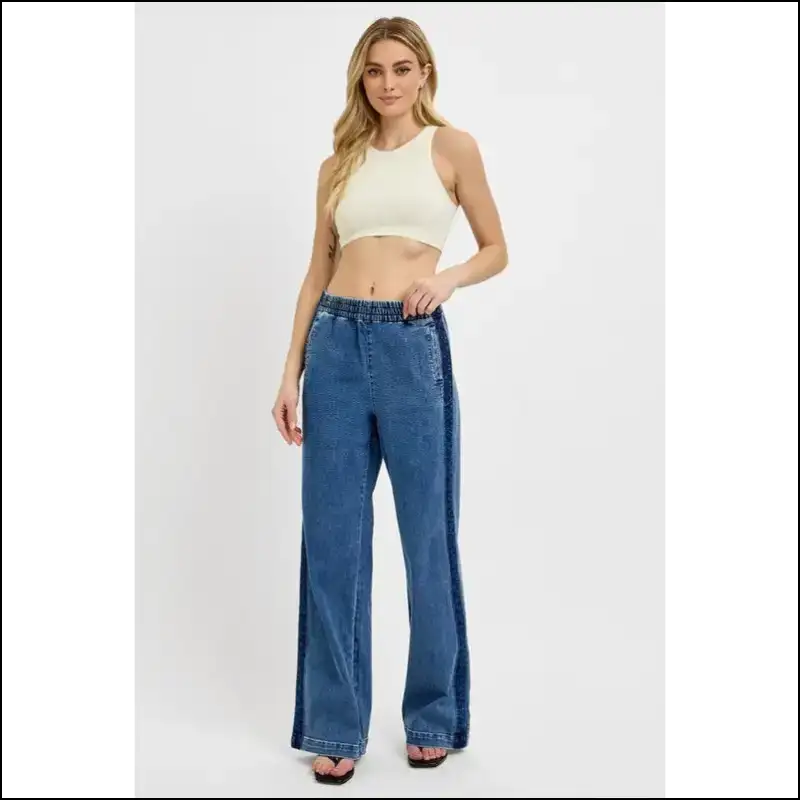 Get Ready to Live in Style: Elastic Waist Wide Leg Jeans at Needful Things! - on Sale Worldwide Shipping