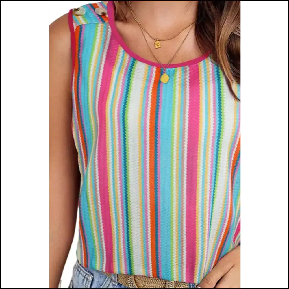 Get Striped Stay Comfy: Needful Things Wide Strap Tank - Flaunt it 😎✨ - Tops on Sale Worldwide Shipping