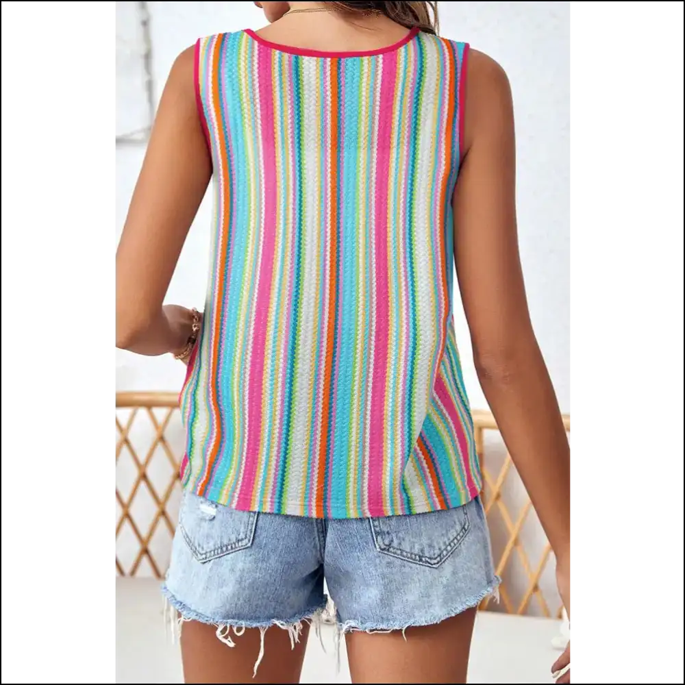 Get Striped Stay Comfy: Needful Things Wide Strap Tank - Flaunt it 😎✨ - Tops on Sale Worldwide Shipping