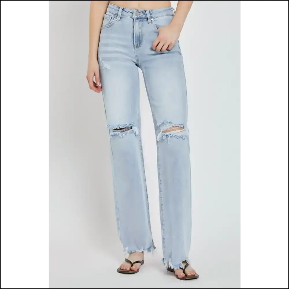 Get Wide Legged and Ready: High Rise Distressed Jeans for the Brave! π - on Sale Worldwide Shipping
