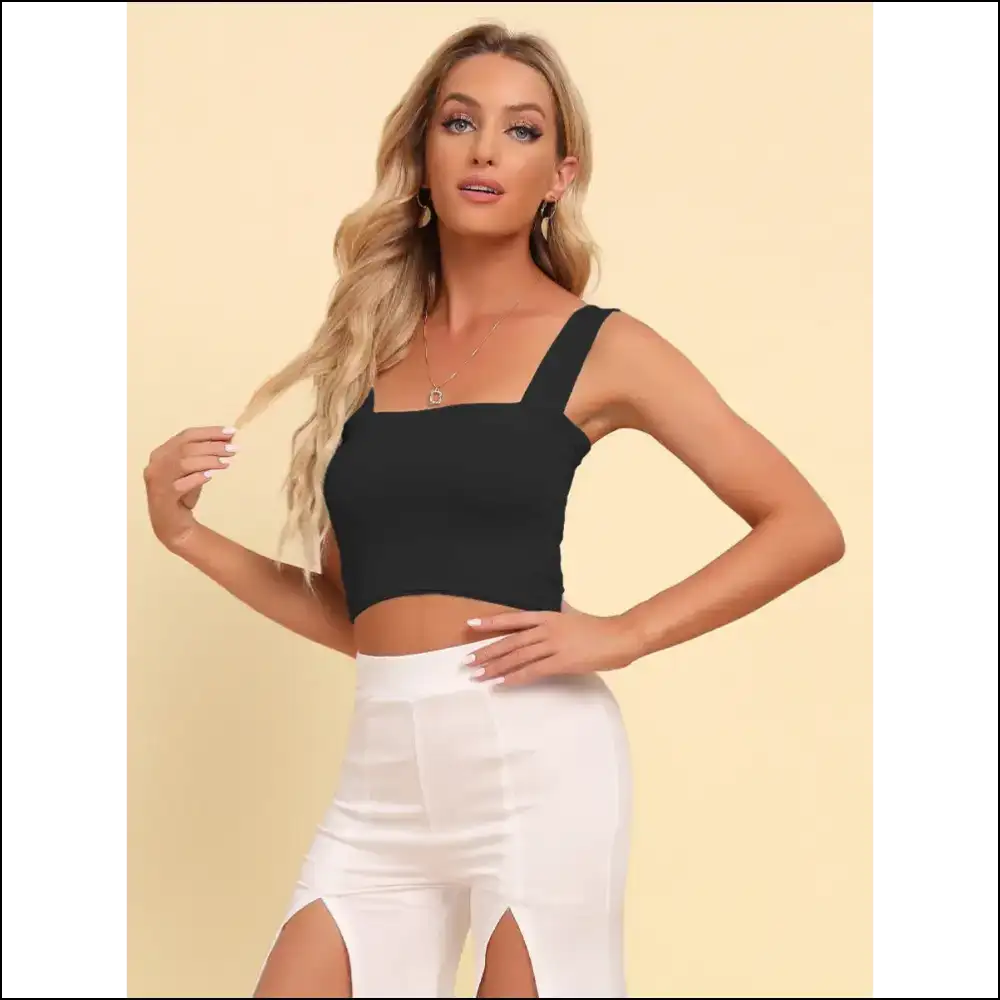 Get your Chic Square Neck Sleeveless Top and Rock that Effortless Af’ Look! - Black / Xs - Tank Tops on Sale Worldwide Shipping