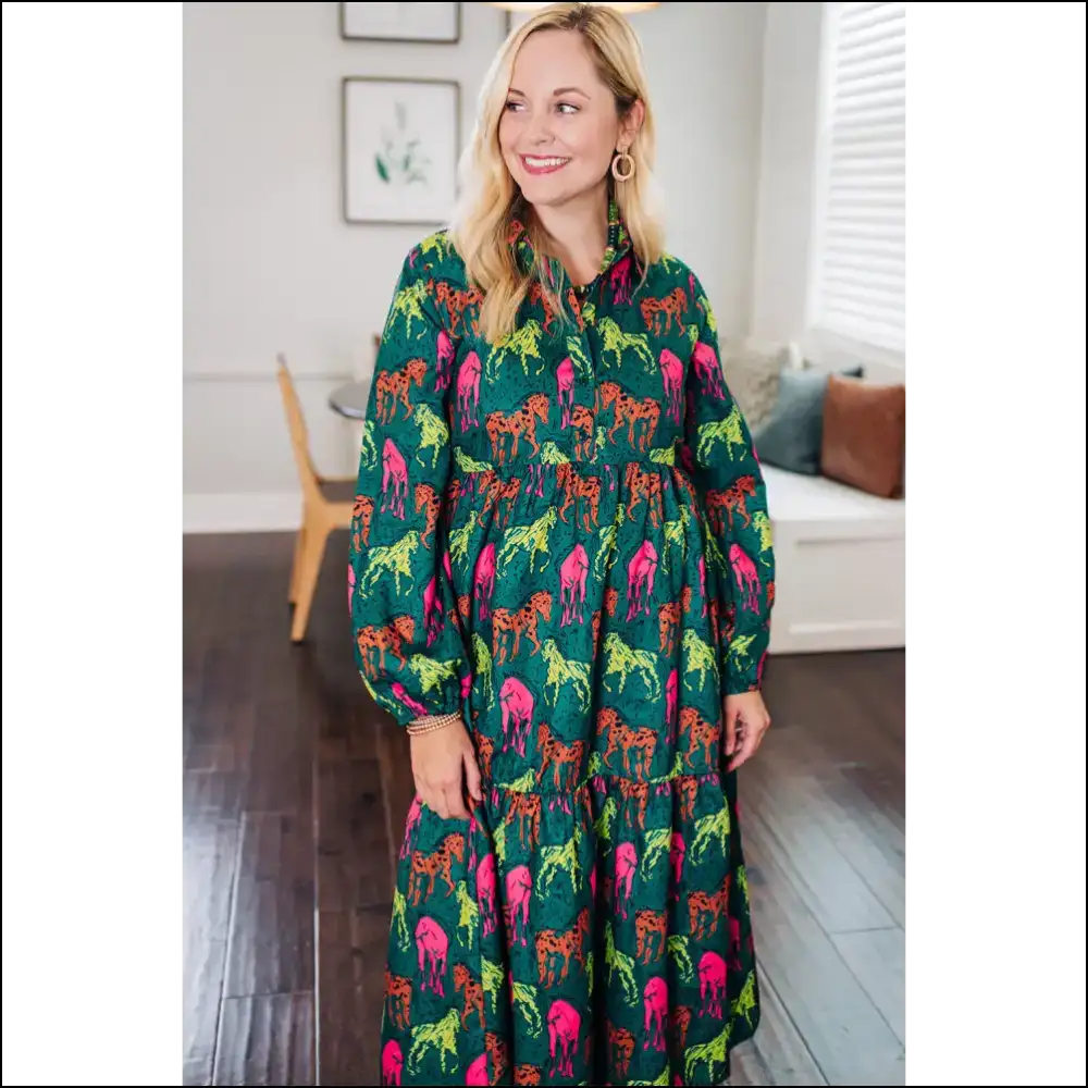 Giddy Up! Green Horse Print Dress for Needful Things Badasses π΄π - Plus Size Dresses on Sale Worldwide Shipping