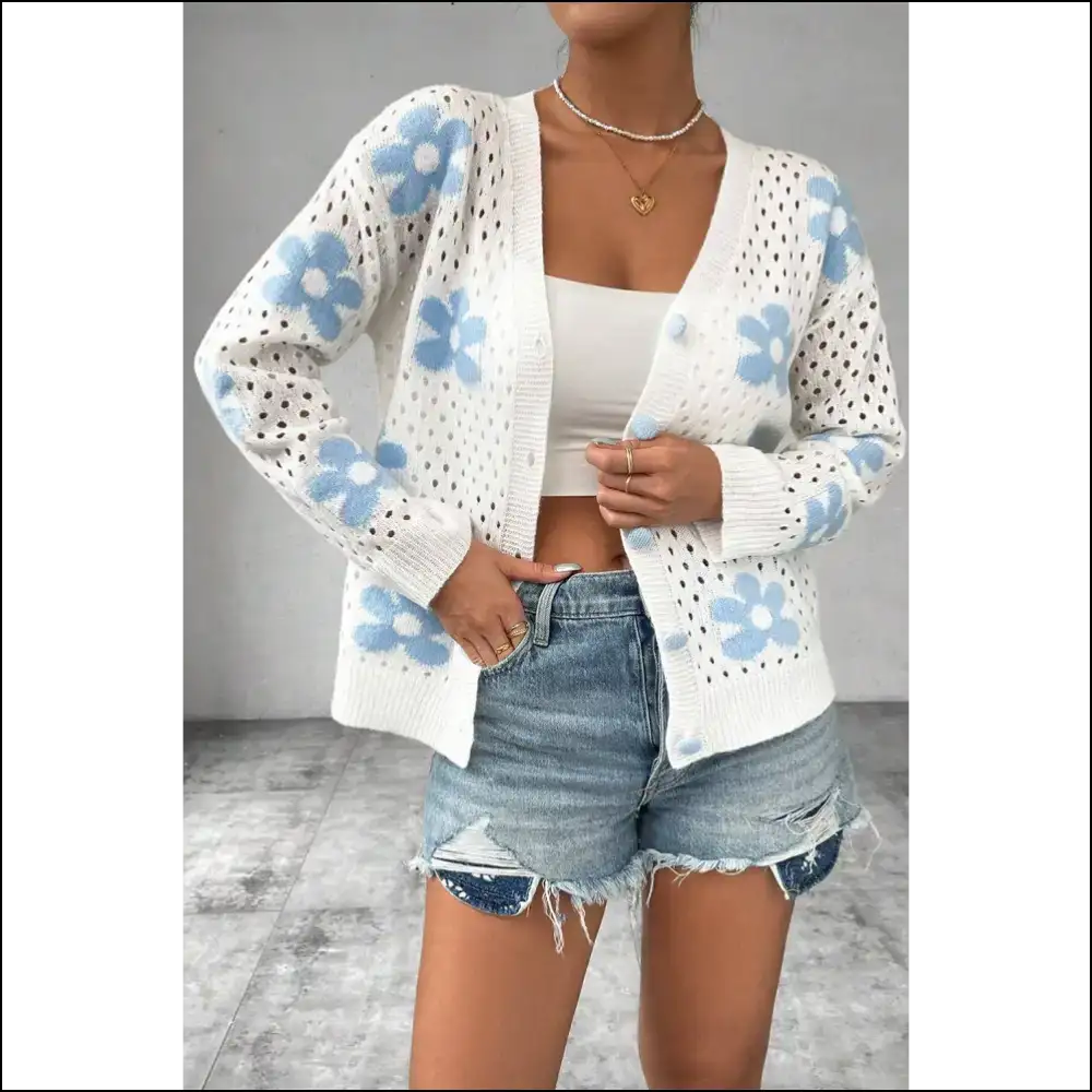 Grandma Chic? More Like Grand-damn! Needful Things White Flower Hollow out Knit - s - Cardigans on Sale Worldwide Shipping