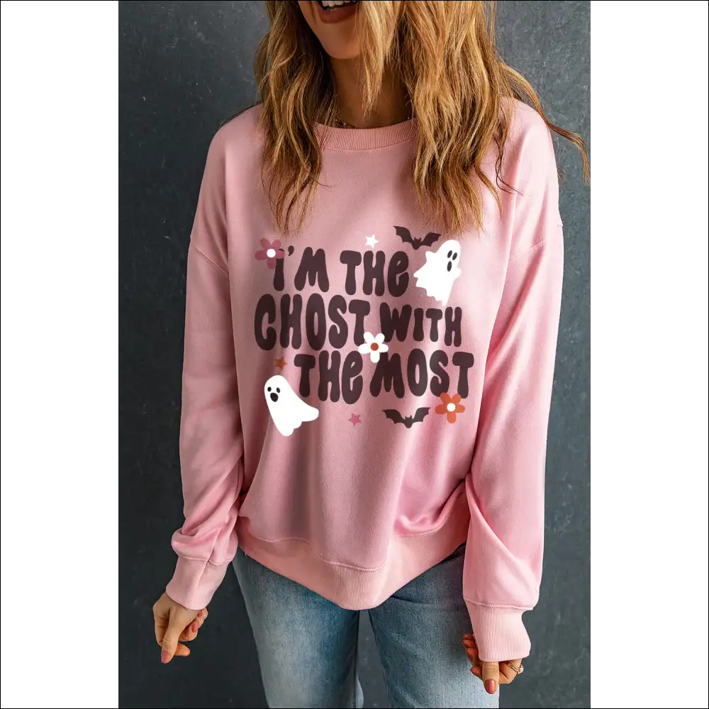 Graphic Round Neck Long Sleeve Sweatshirt - Sweatshirts & Hoodies on Sale Worldwide Shipping