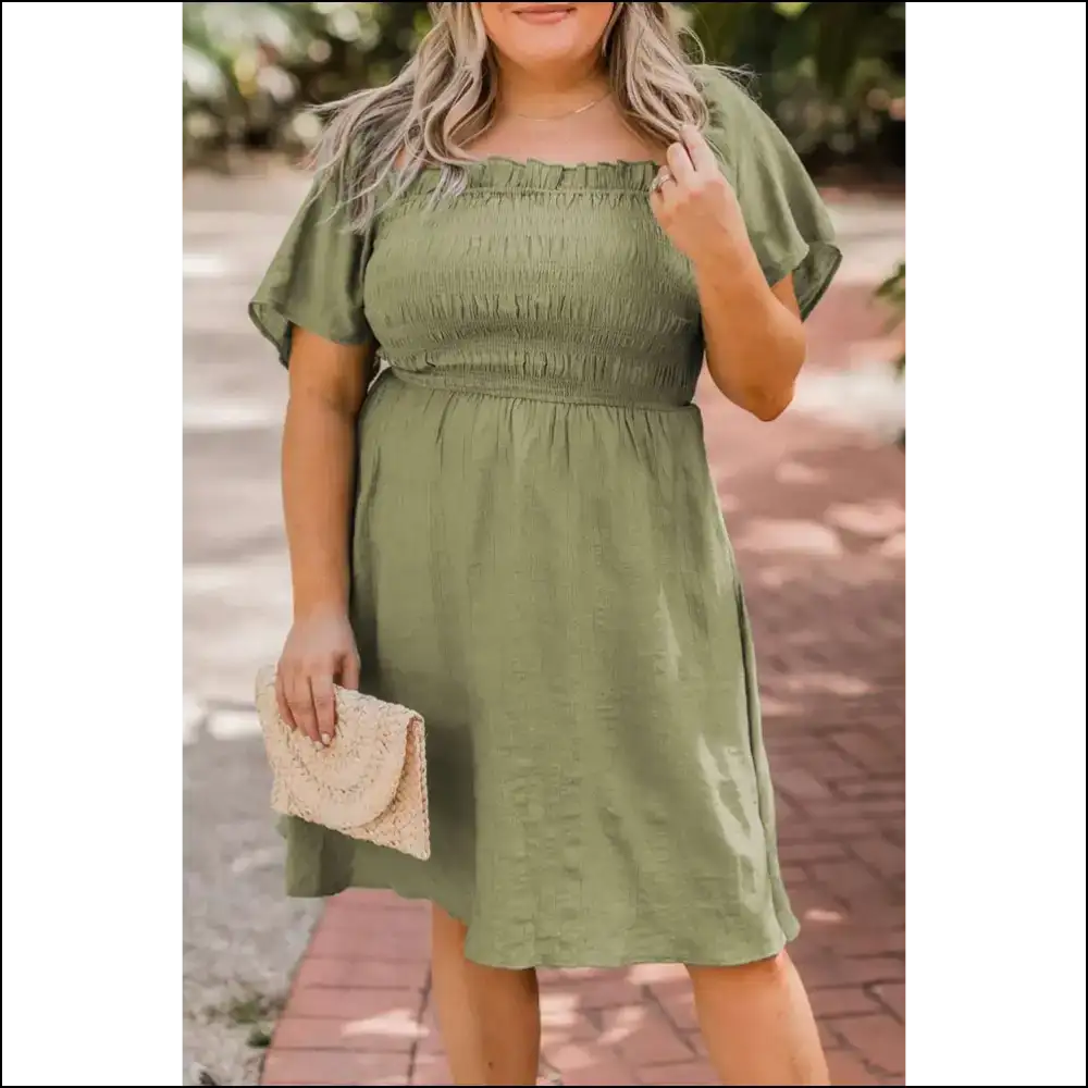 Grass Green Flutter Sleeve Size Dress: so Cute it Hurts (your Ex) - 1x - Plus Dresses on Sale Worldwide Shipping
