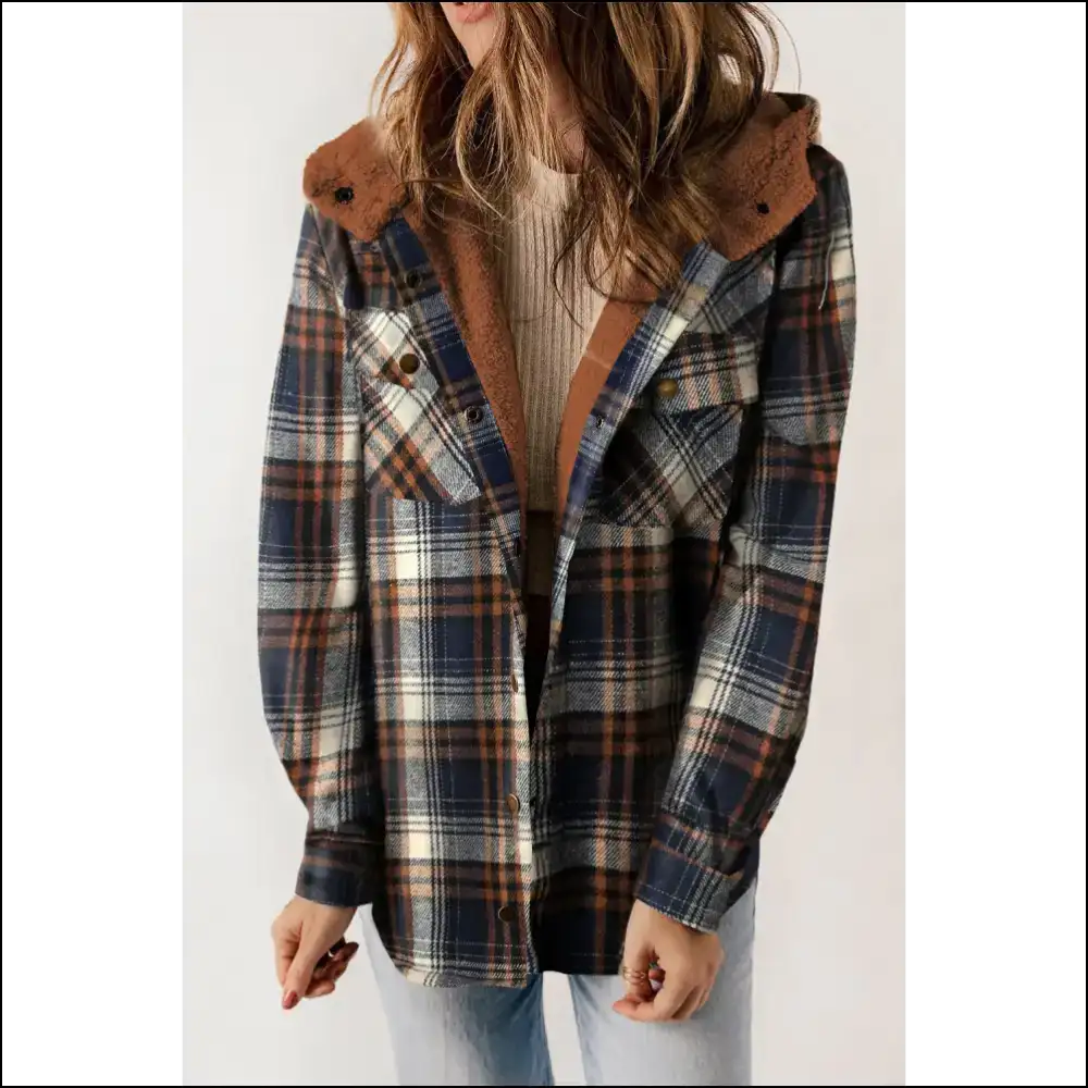 Gray Hooded Flannel Jacket: Dangerously Cozy! Needful Things. π - Blue / s - Jackets Outerwear on Sale Worldwide Shipping