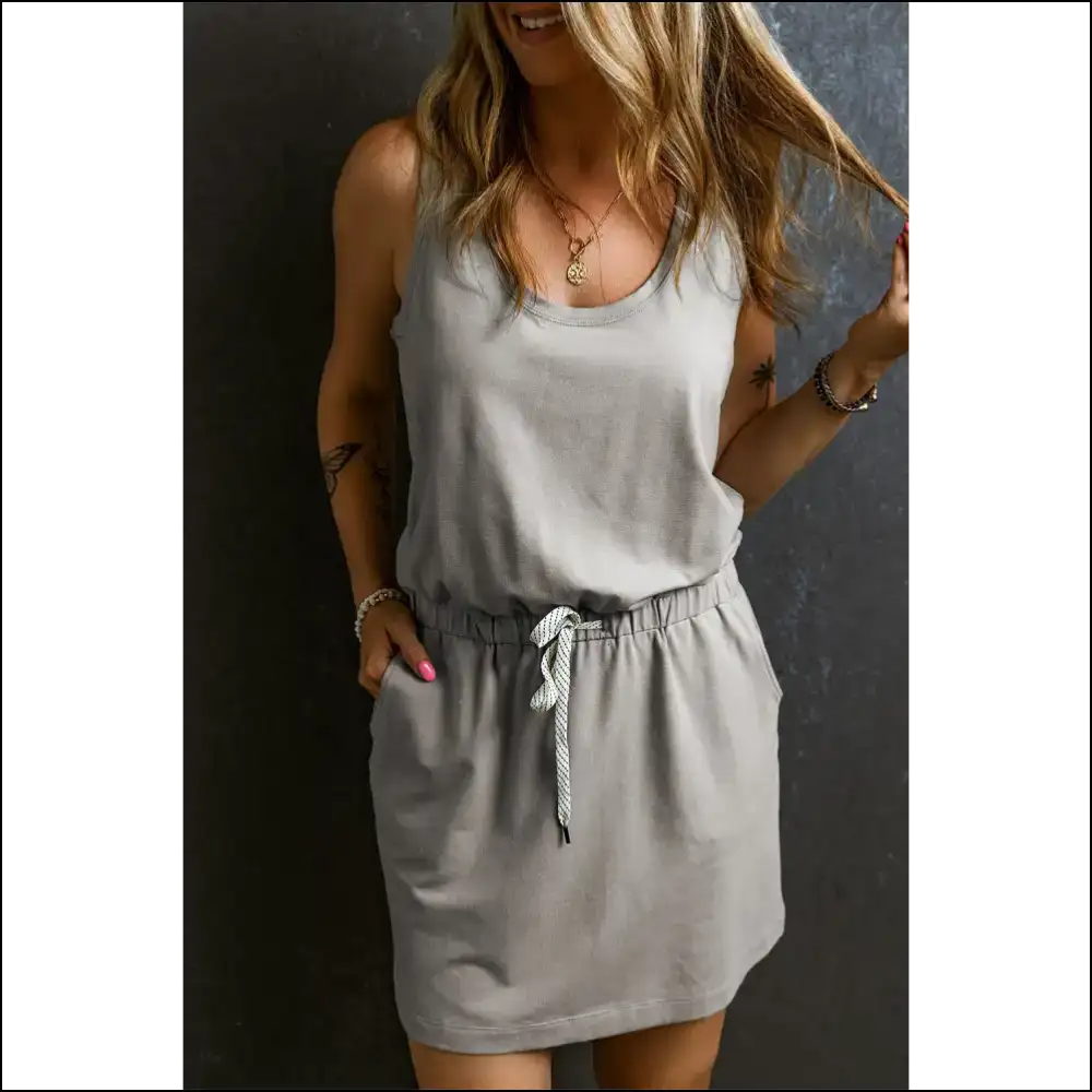 Gray Sleeveless Mini Dress: Needful Things’ Leg Day Special! 😜 - Short Dresses on Sale Worldwide Shipping