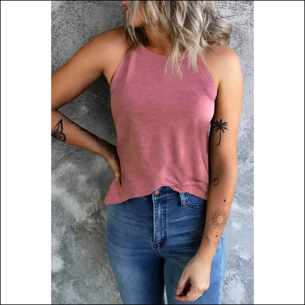 Grecian Curved Hem Tank: Elevate your Style not Expectations! ππ³ - Blush Pink / 2xl - Tank Tops on Sale Worldwide Shipping