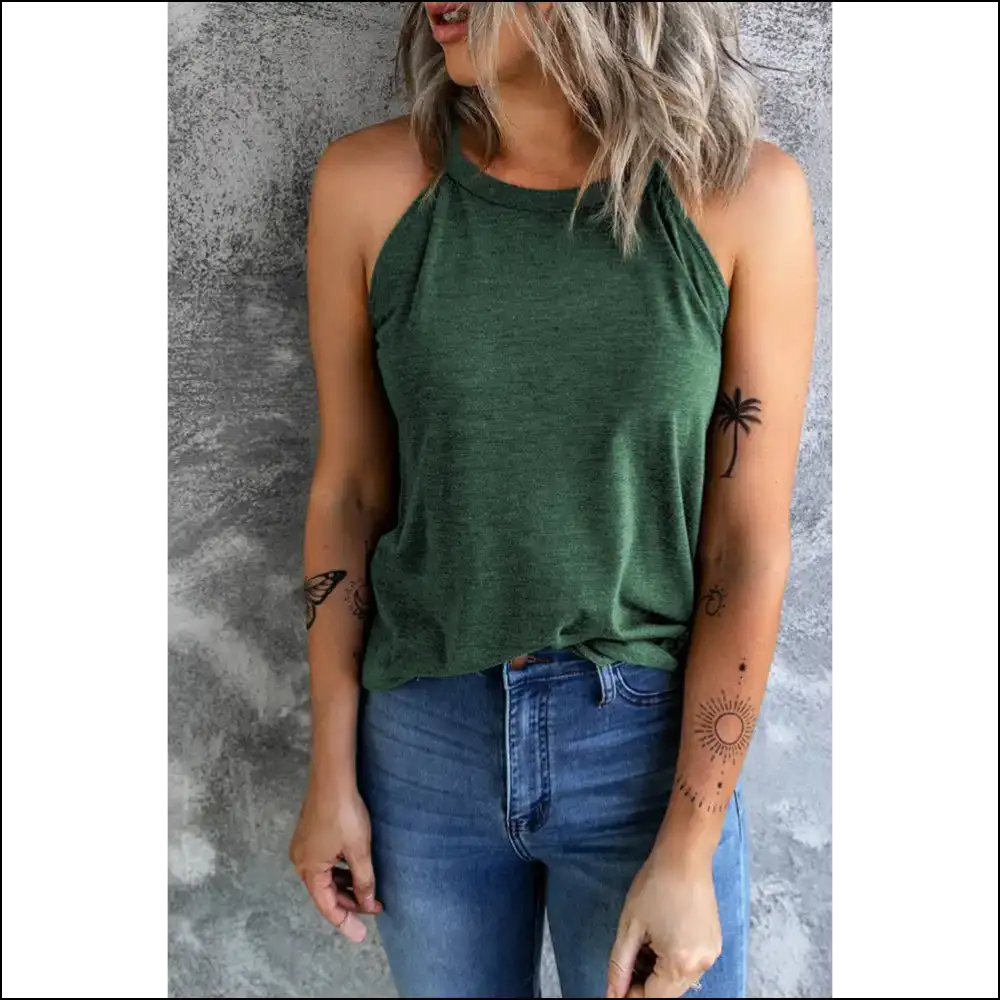 Grecian Curved Hem Tank: Elevate your Style not Expectations! ππ³ - Green / 2xl - Tank Tops on Sale Worldwide Shipping