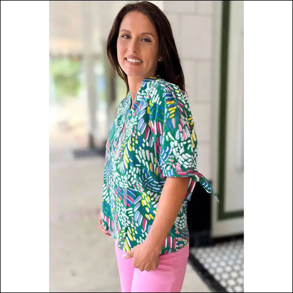 Green Abstract Knotted Size Blouse: Finally a Top that Fits my Personality! ๐ - Plus Tops on Sale Worldwide Shipping