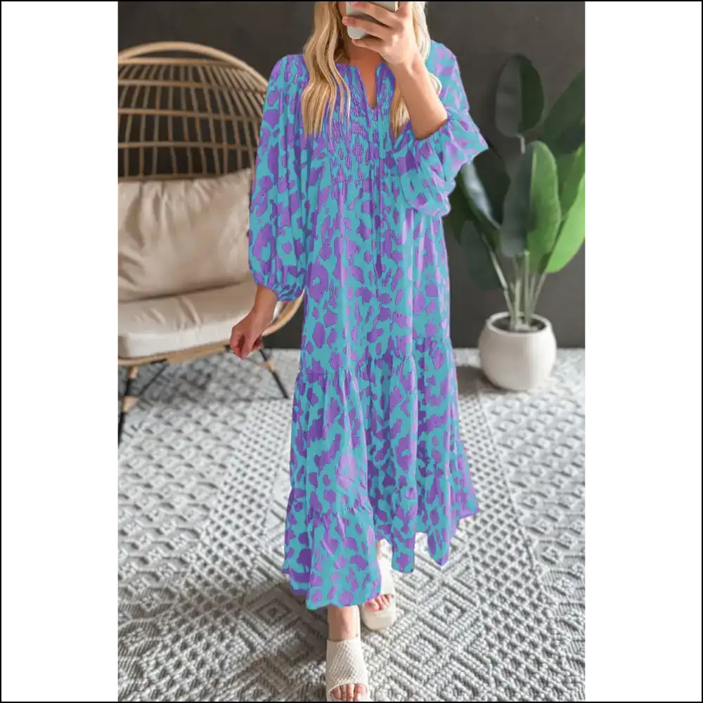Green Abstract Maxi Dress: Nature Called you Answered Fabulously! 🌿 - Sky Blue / s - Dresses on Sale Worldwide Shipping