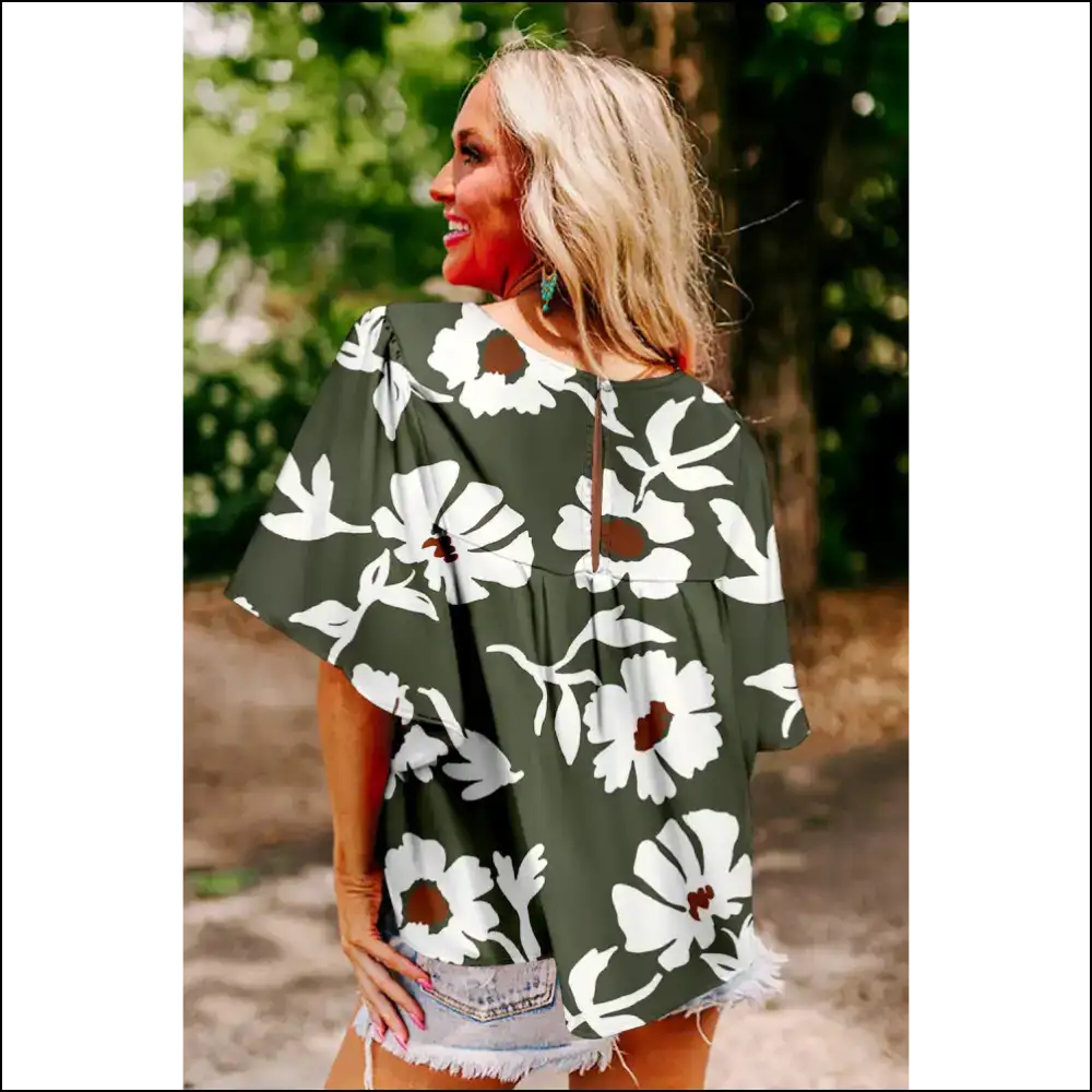 Green Abstract Print: from Drab to Fab! π Needful Things - Blouses on Sale Worldwide Shipping