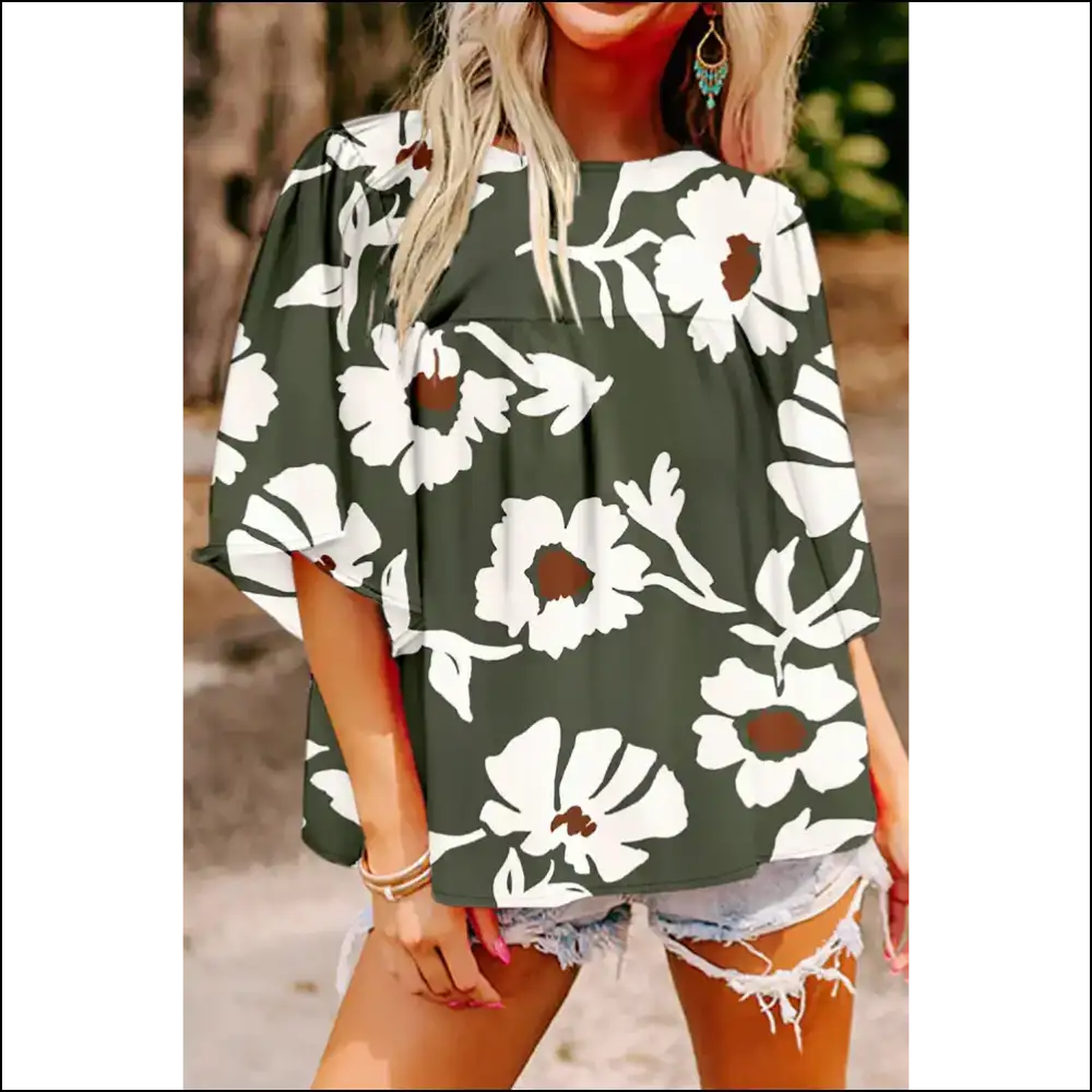 Green Abstract Print: from Drab to Fab! π Needful Things - Strawberry Pink / s - Blouses on Sale Worldwide Shipping