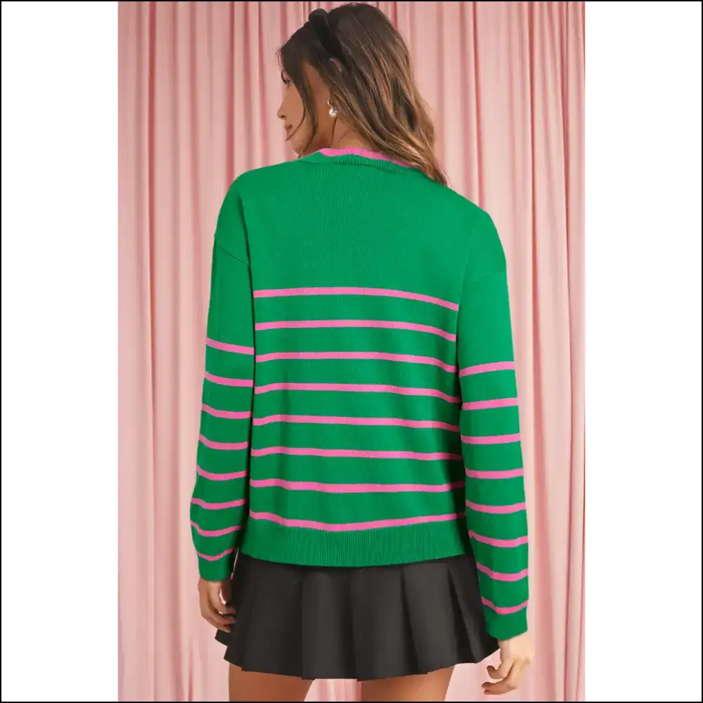Green Stripe Bow Drop Sleeve Cardigan: i did a Thing π - Cardigans on Sale Worldwide Shipping