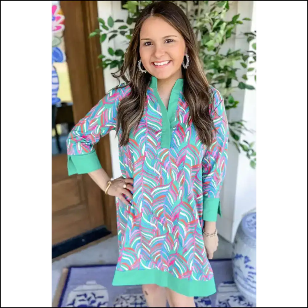 Green Striped Mini Dress: v Neck Big Attitude! π Needful Things - Short Dresses on Sale Worldwide Shipping