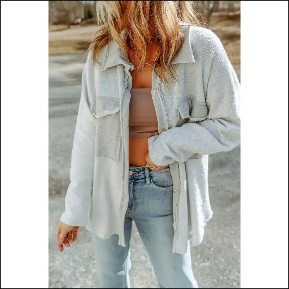 Grey Button-up Shacket: so Chic Itโs Steal from Needful Things ๐ - Gray / s - Jackets Outerwear on Sale Worldwide Shipping