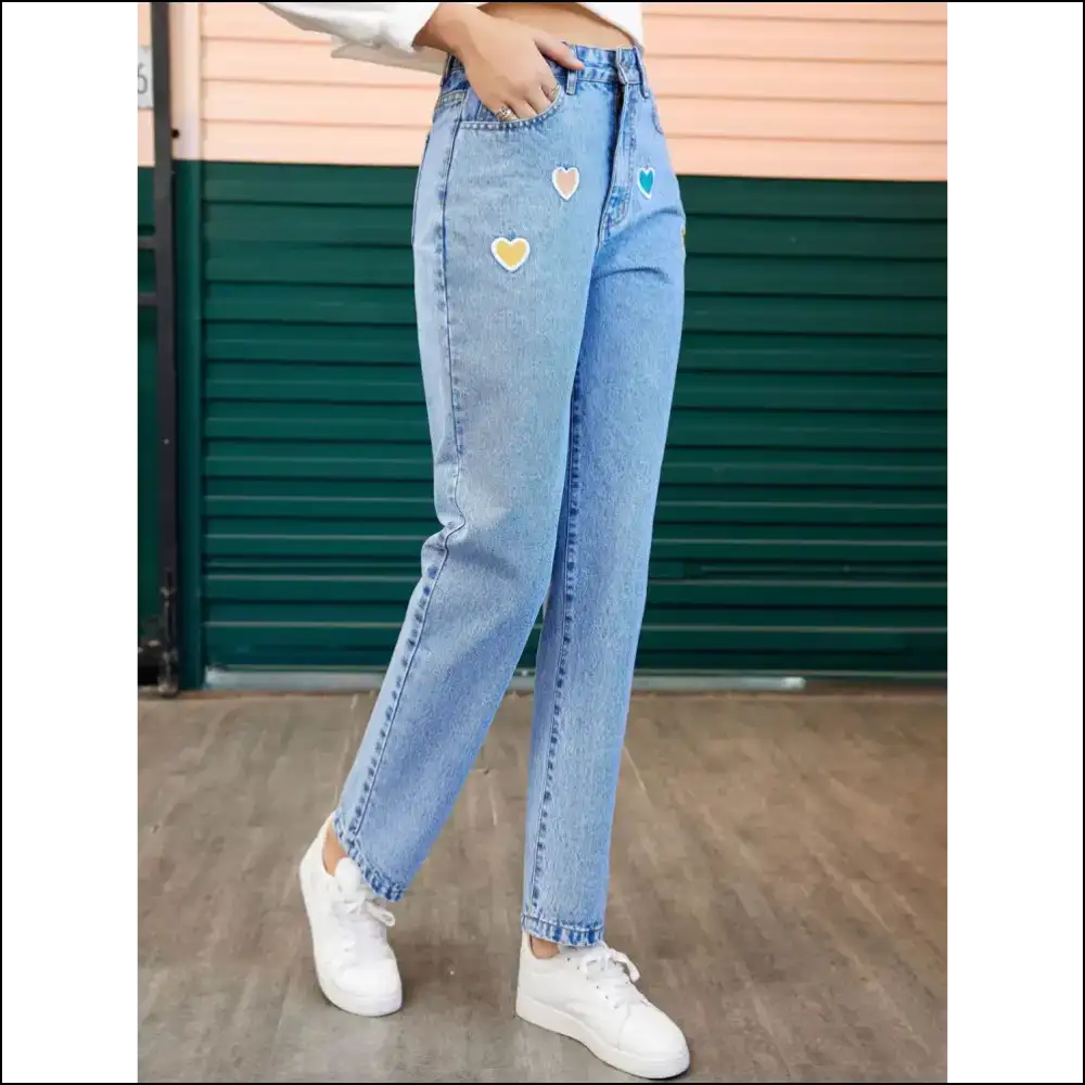 Heart Straight Leg Jeans: Confidence Never Looked this Good! ππ - Jeans on Sale Worldwide Shipping