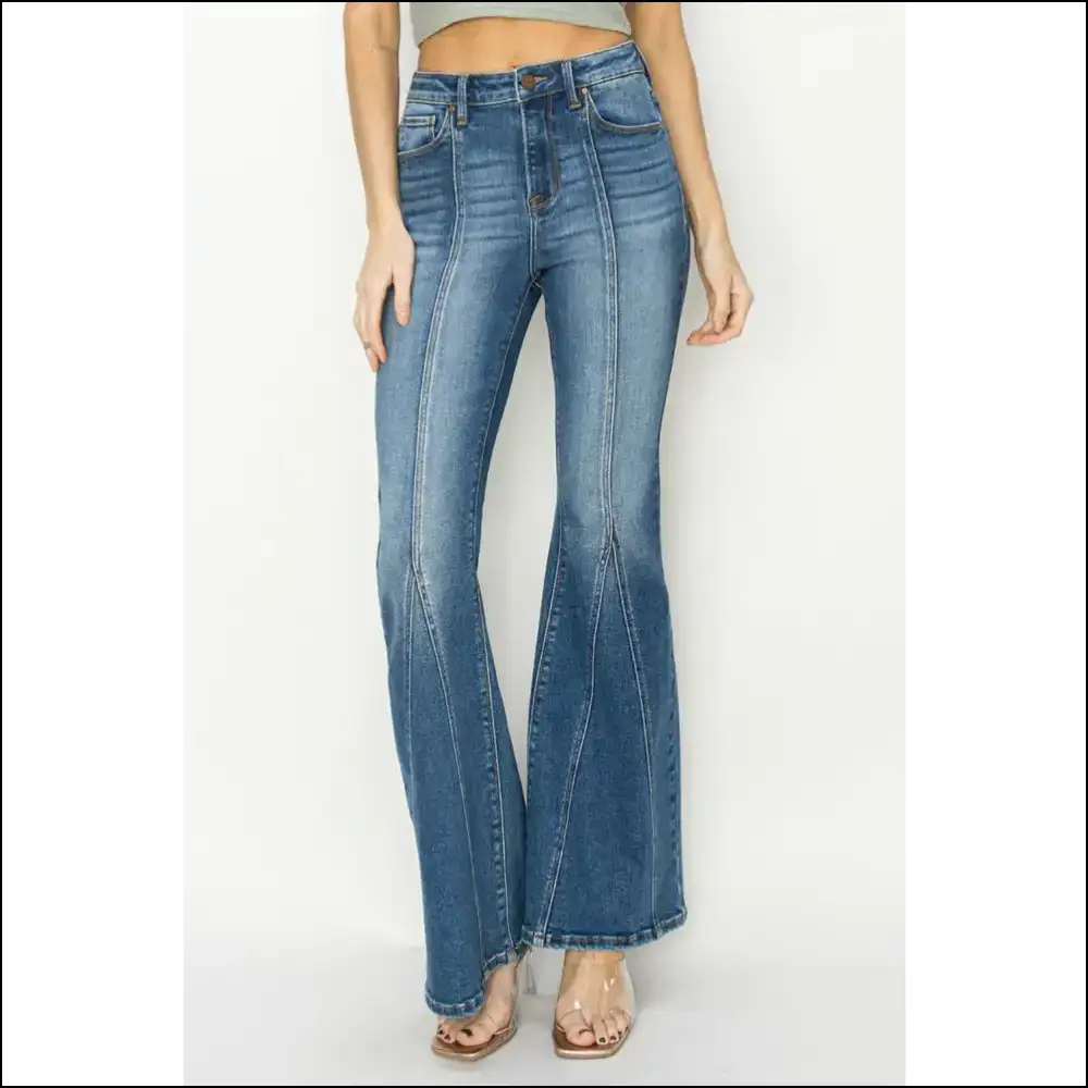 High Rise to Heaven: Risen Flare Jeans for your Vintage Vibes 🎉 - Dark / 11 - on Sale Worldwide Shipping