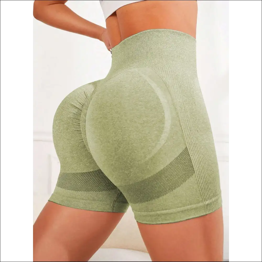 High Waist Active Shorts - Elevate your Style - Sage / m - on Sale Worldwide Shipping