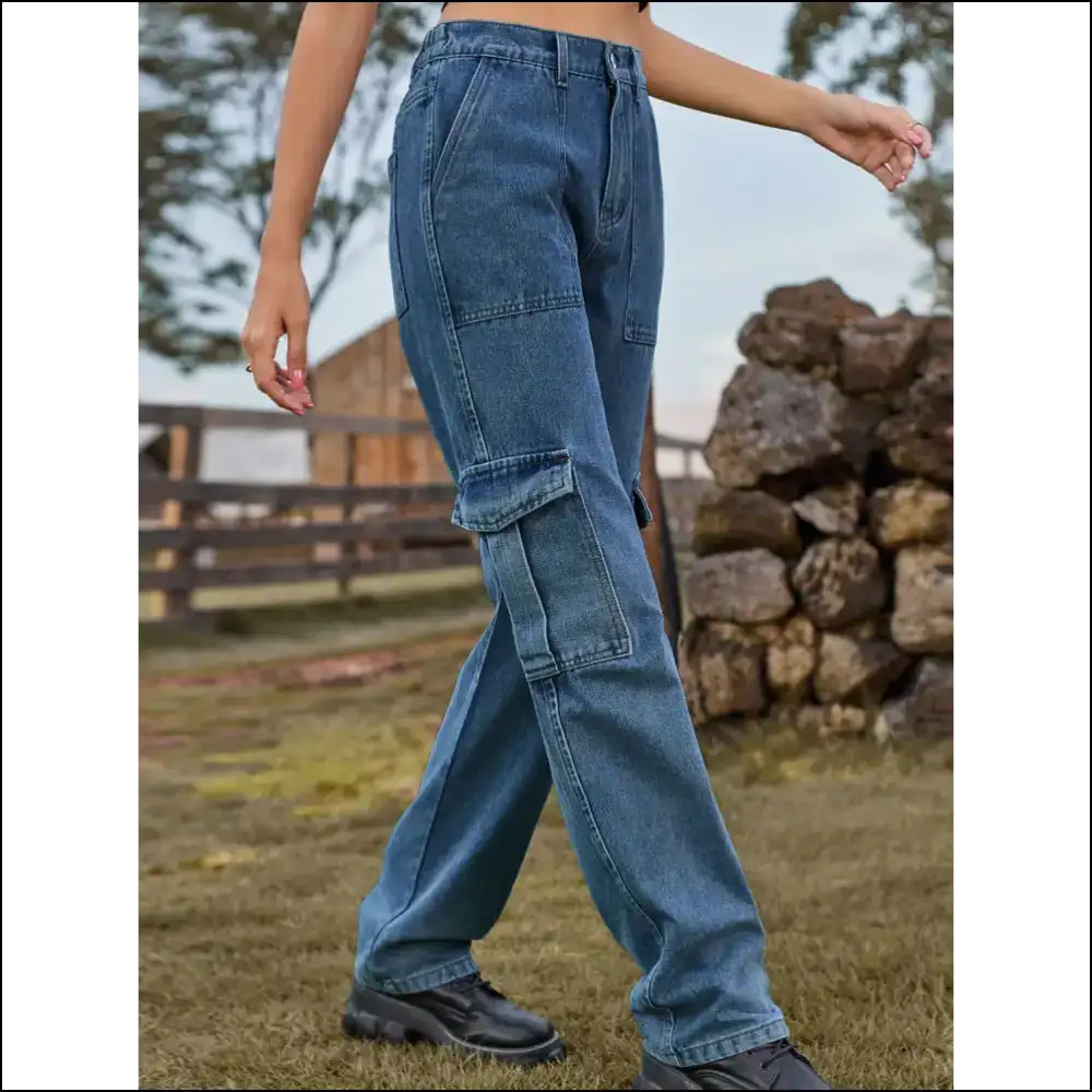 High Waist Cargo Jeans: for when your Curves Need a Commanding Officer! π - Jeans on Sale Worldwide Shipping