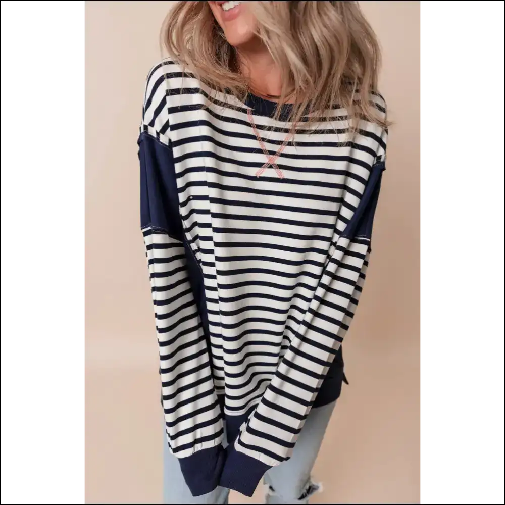 Holy Chic! White Stripe Patchwork Sweatshirt! Needful Things - Sweatshirts & Hoodies on Sale Worldwide Shipping