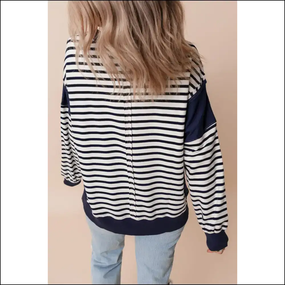 Holy Chic! White Stripe Patchwork Sweatshirt! Needful Things - Sweatshirts & Hoodies on Sale Worldwide Shipping