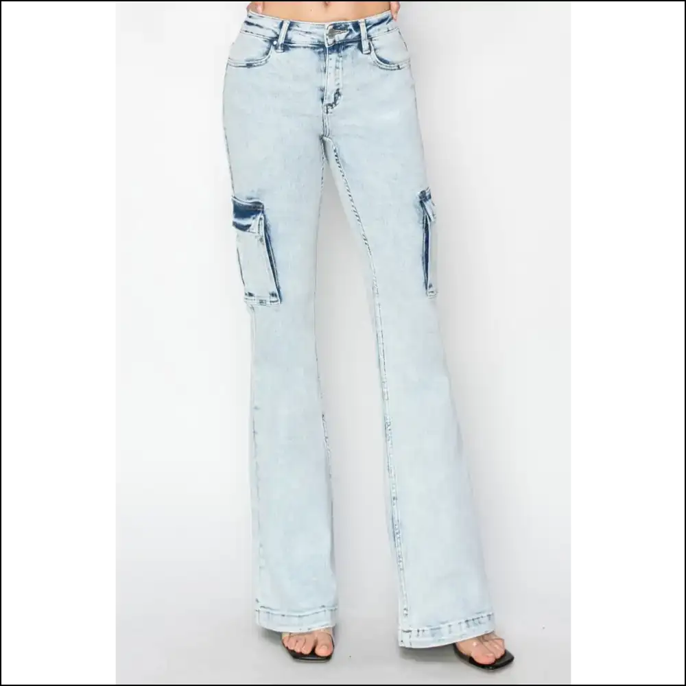 I Flare-ly Love my High Rise Cargo Jeans—fashion Never Felt this Good! 😎✨ - Jeans on Sale Worldwide Shipping