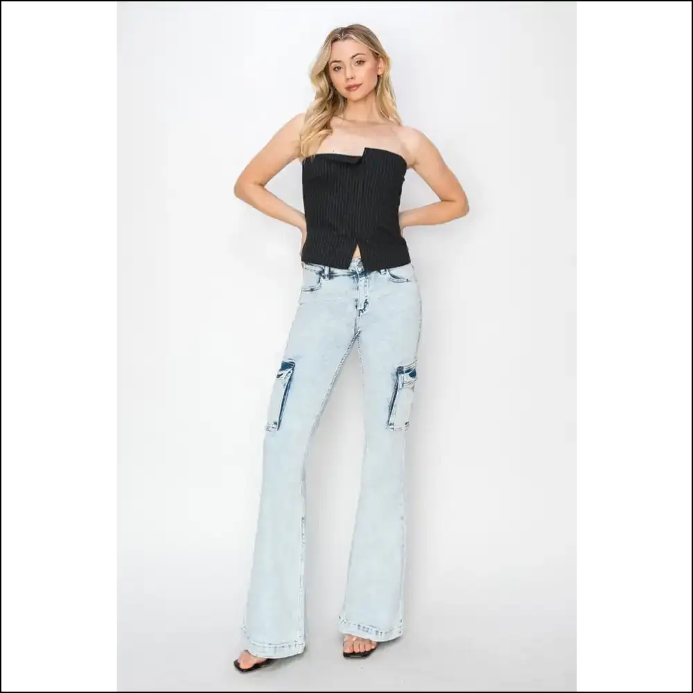I Flare-ly Love my High Rise Cargo Jeans—fashion Never Felt this Good! 😎✨ - Jeans on Sale Worldwide Shipping
