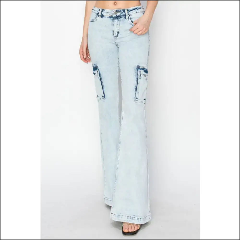 I Flare-ly Love my High Rise Cargo Jeans—fashion Never Felt this Good! 😎✨ - Jeans on Sale Worldwide Shipping