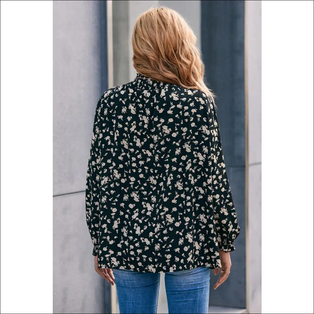 Ivy Lane Floral Mock Neck Blouse - Blouses on Sale Worldwide Shipping
