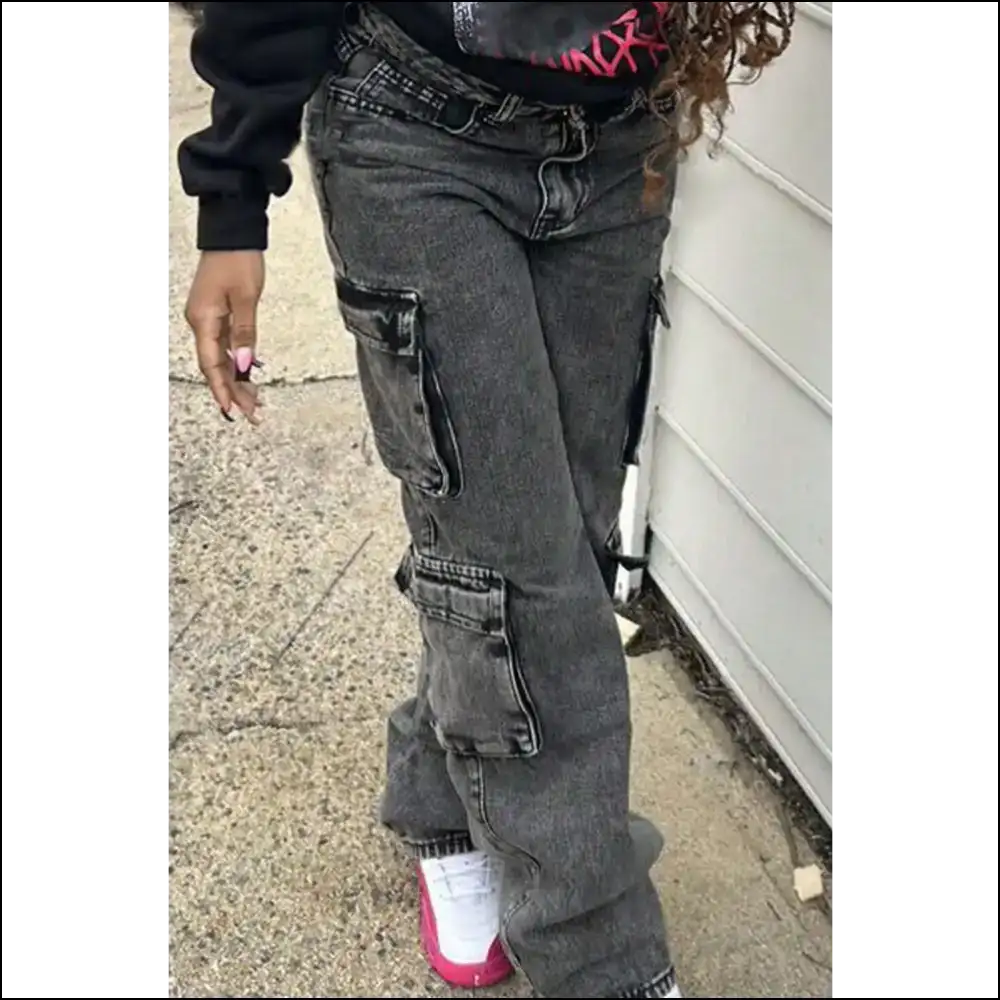 Jeans Fit for a Queen: Rock your Universe in Stylish Washed Cargo! 👖✨ - on Sale Worldwide Shipping