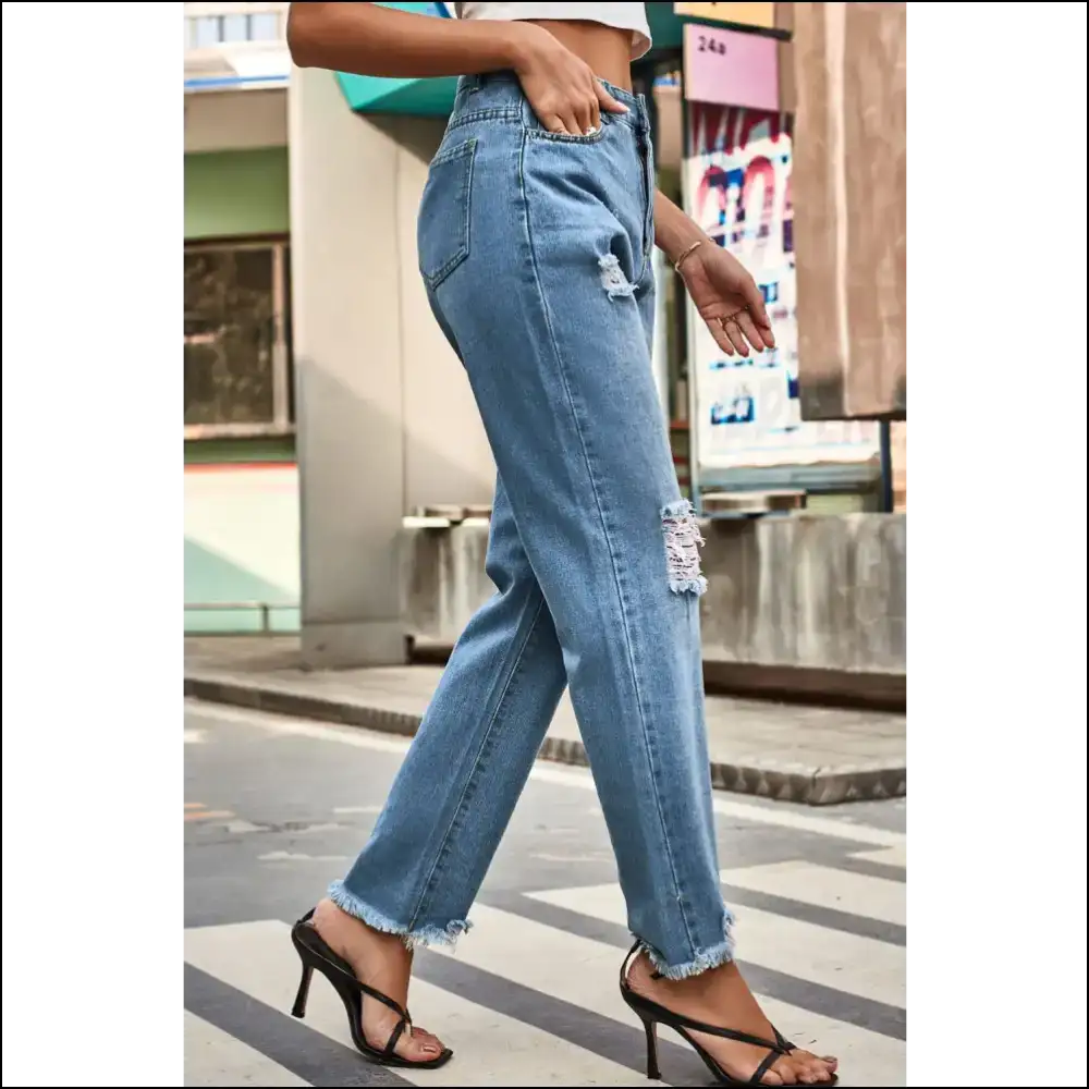 Jeans: Meet your New Bestie the Distressed Buttoned Loose Fit Wonder! ππ - Jeans on Sale Worldwide Shipping